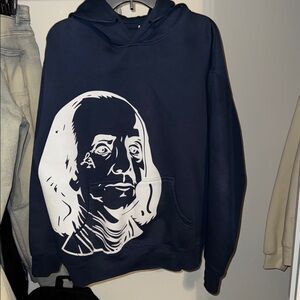 Navy Blue Hoodie with White Benjamin Graphic